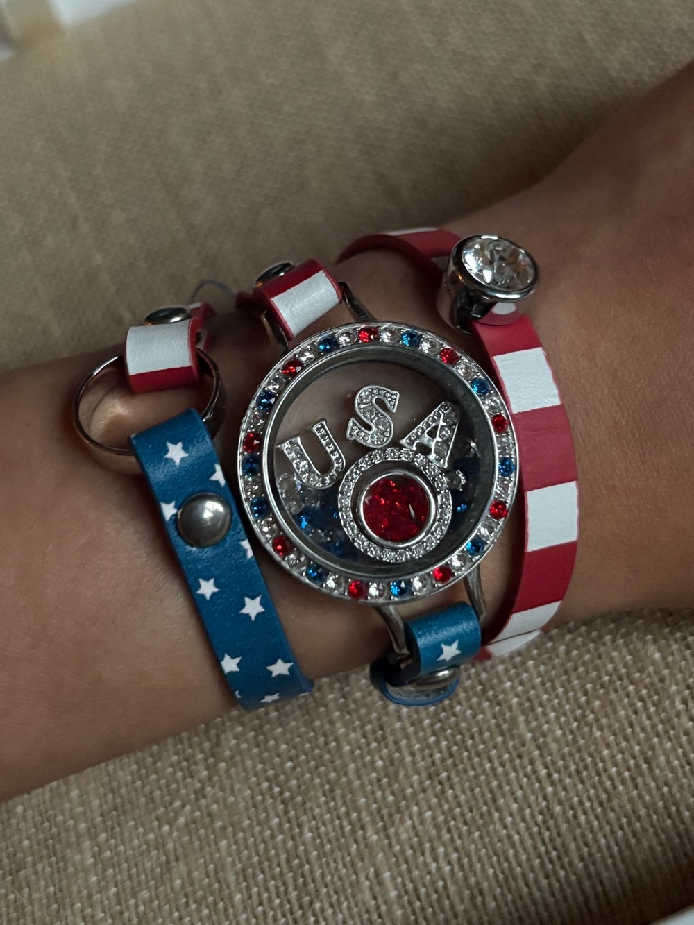 Origami Owl USA Wrap Locket Bracelet Set